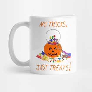 Halloween Candy Pumpkin Bucket. No Tricks. Just Treats! (White Background) Mug